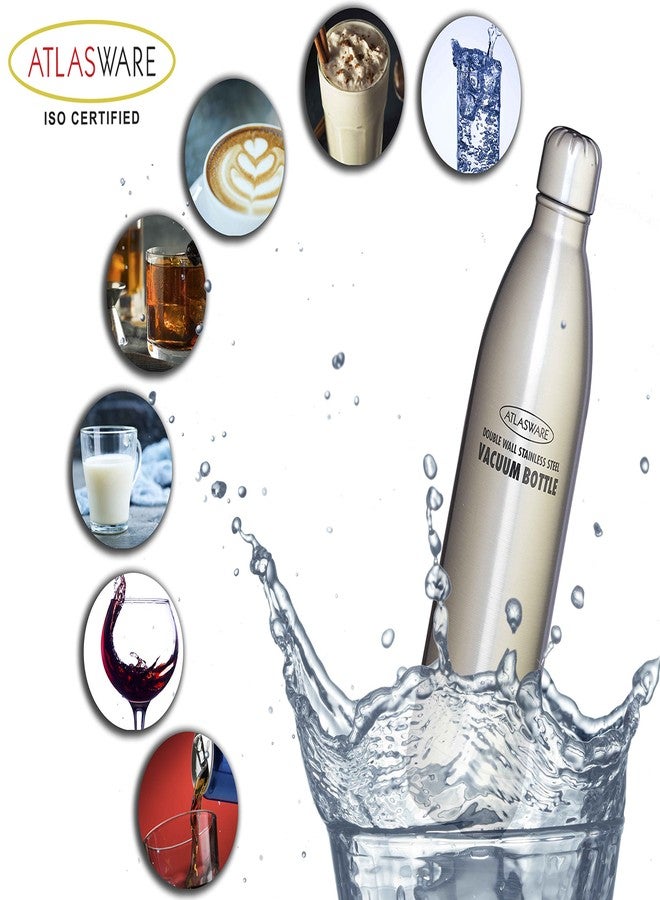 Atlasware Made in India Stainless Steel Grey Vacuum Water Bottle, 750 ML| Tea Thermos| BPA-Free |Double Wall Vacuum Flasks, Leakproof Bottle |3 to 4 Cups Capacity| Color: Grey - Image 4